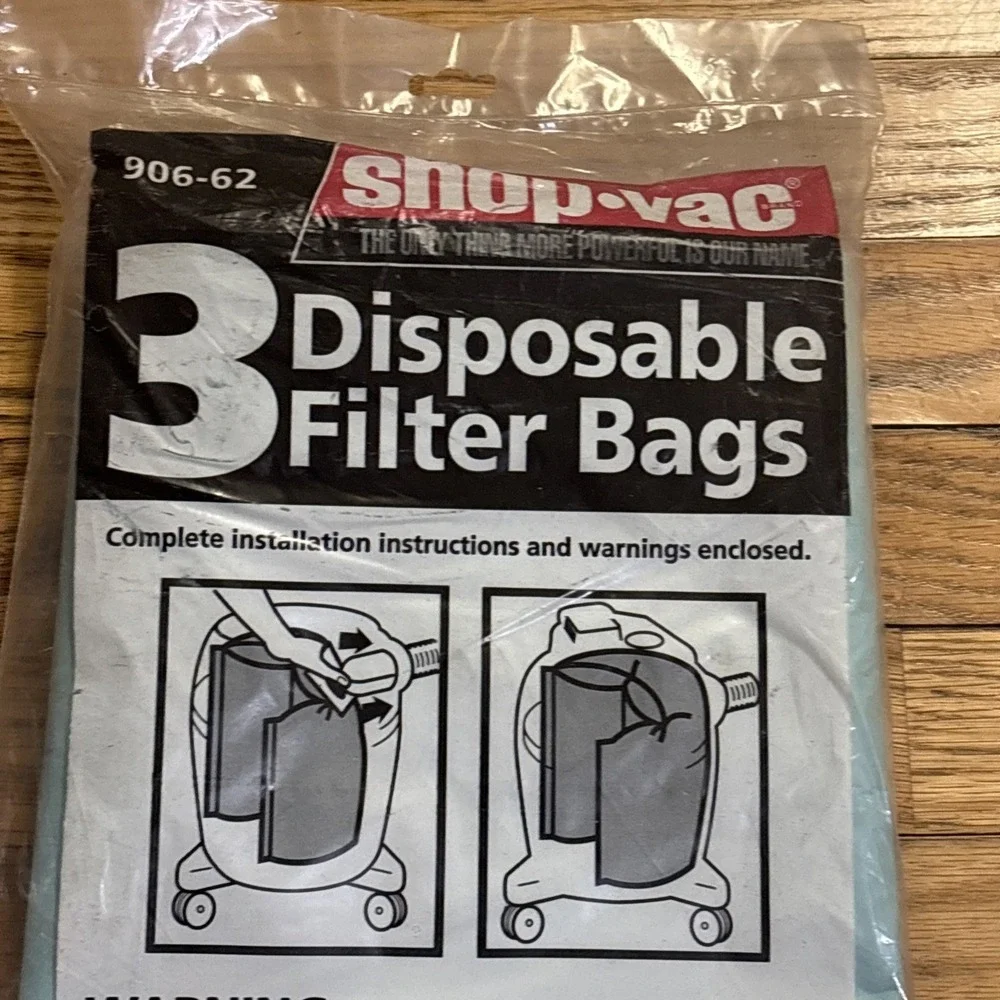 Shop-Vac 90662 10-14 Gallon Vacuum Disposable Filter Bags 3-Pack OEM - NEW